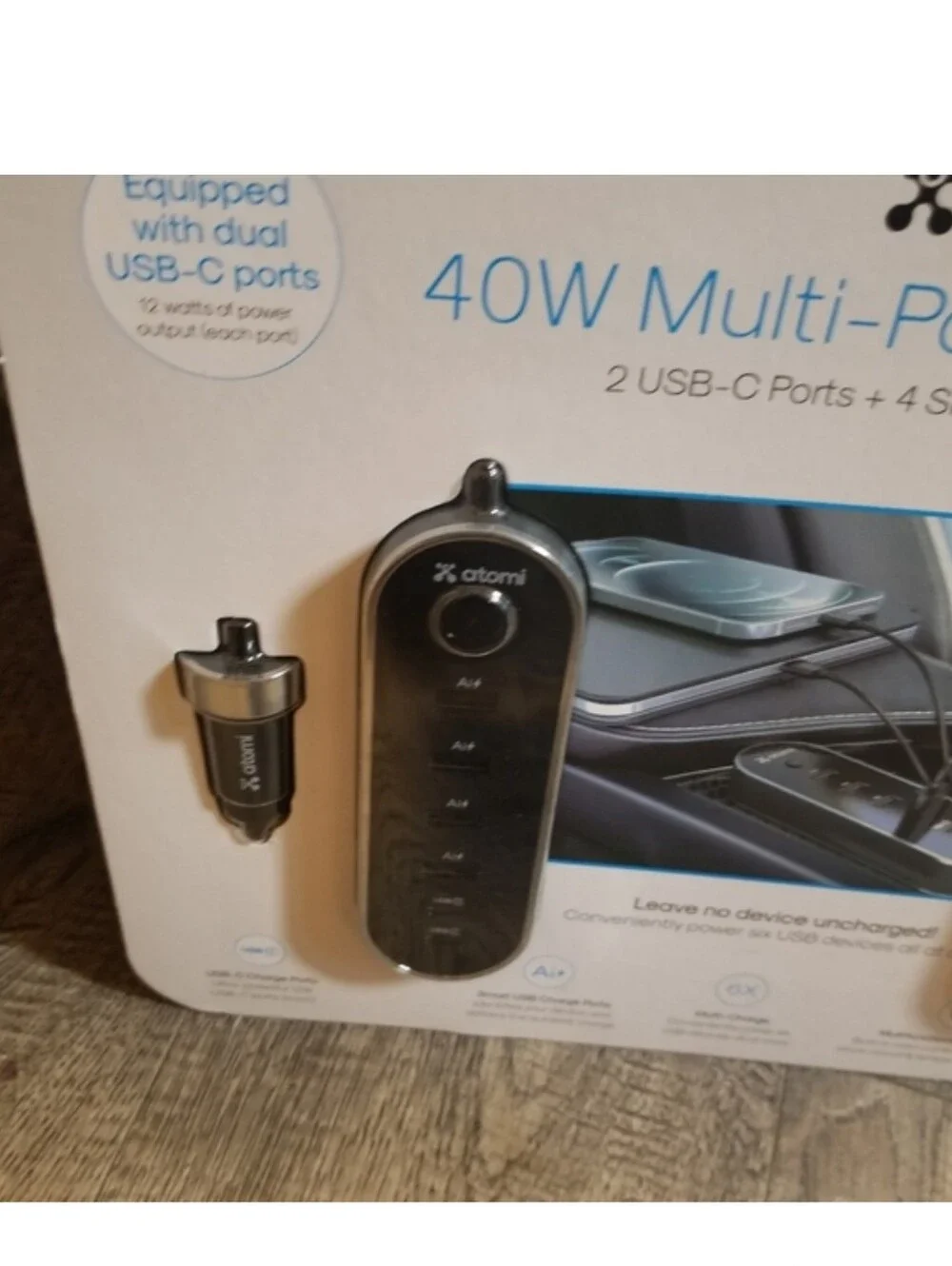 Atomi 40W 12V USB Charger, 2-pack new car phone chargers